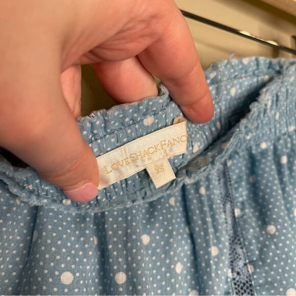 LoveShackFancy Adia Ruffle Mini Skirt in Blue Polka Dot XS - Picture 7 of 12